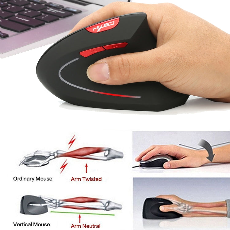 HXSJ T24 6 Buttons 2400 DPI 2.4G Wireless Vertical Ergonomic Mouse with USB Receiver(Black) - Wireless Mice by HXSJ | Online Shopping South Africa | PMC Jewellery | Buy Now Pay Later Mobicred