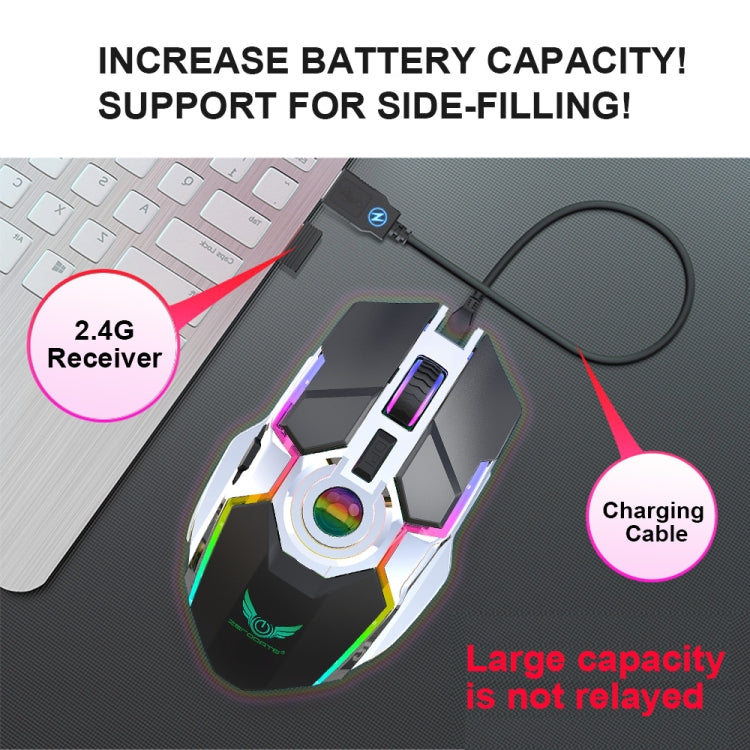 ZERODATE T30 2.4GHz 2400DPI Three-speed Adjustable RGB Backlight Wireless Optical Mouse(Grey) - free shipping - PMC Jewellery - Order now!