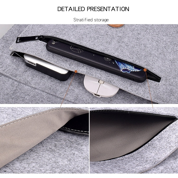 ND06 Multi-purpose Felt Button Laptop Inner Bag for 13.3 inch Laptop(Grey) - 13.3 inch by PMC TechLife | Online Shopping South Africa | PMC TechLife | Buy Now Pay Later Mobicred