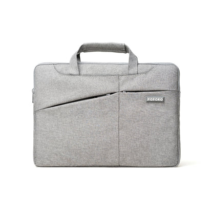 POFOKO A520 Series 14-15.4 inch Multi-functional Laptop Handbag with Trolley Case Belt (Grey) - 14.1 inch by POFOKO | Online Shopping South Africa | PMC Jewellery | Buy Now Pay Later Mobicred