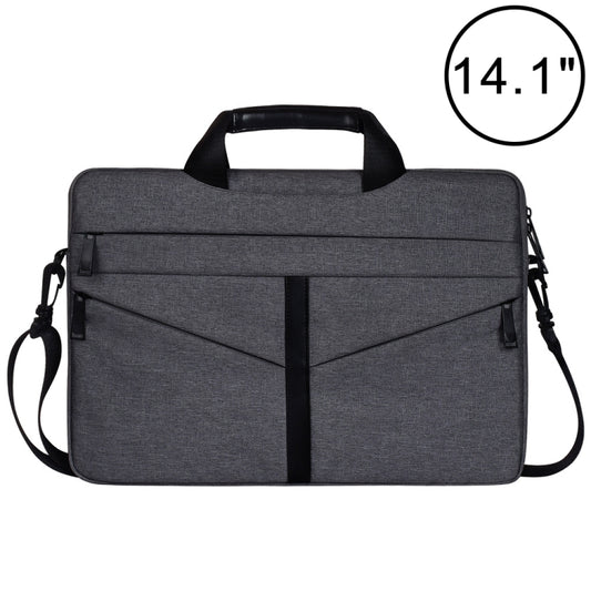 14.1 inch Breathable Wear-resistant Fashion Business Shoulder Handheld Zipper Laptop Bag with Shoulder Strap (Dark Gray) - 14.1 inch by PMC Jewellery | Online Shopping South Africa | PMC Jewellery | Buy Now Pay Later Mobicred