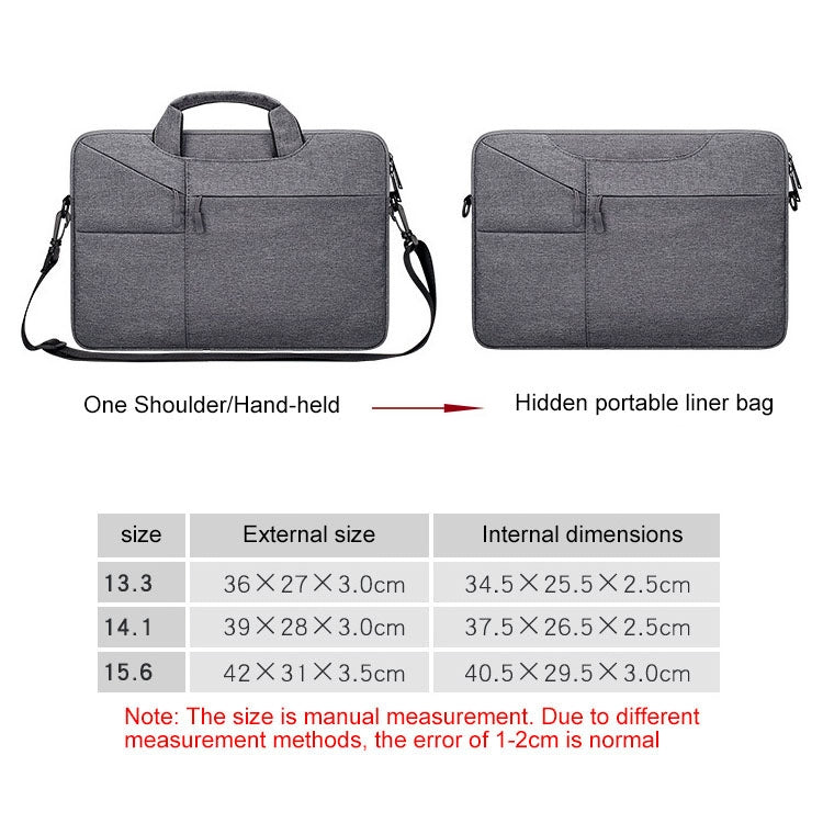 ST02S Waterproof Tear Resistance Hidden Portable Strap One-shoulder Handbag for 14.1 inch Laptops, with Suitcase Belt(Dark Gray) - 14.1 inch by PMC Jewellery | Online Shopping South Africa | PMC Jewellery | Buy Now Pay Later Mobicred