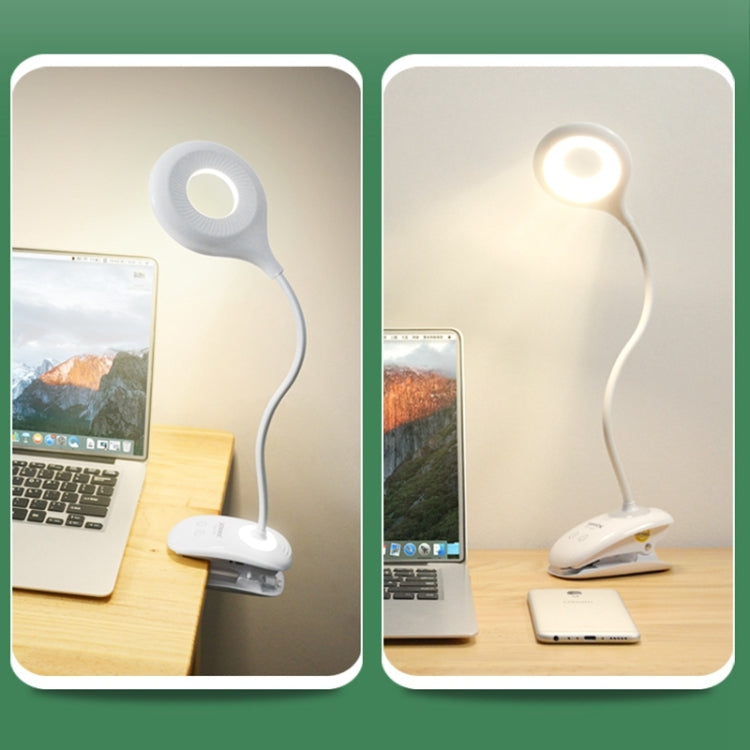 TGX-770 3-grade Brightness Touch Dimmer LED Desk Lamp, 28 LEDs Flexible Goose Neck Hollow Ring Design Eye Protection Light with Clip & Small Night Light Function - Desk Lamps by PMC Jewellery | Online Shopping South Africa | PMC Jewellery | Buy Now Pay Later Mobicred