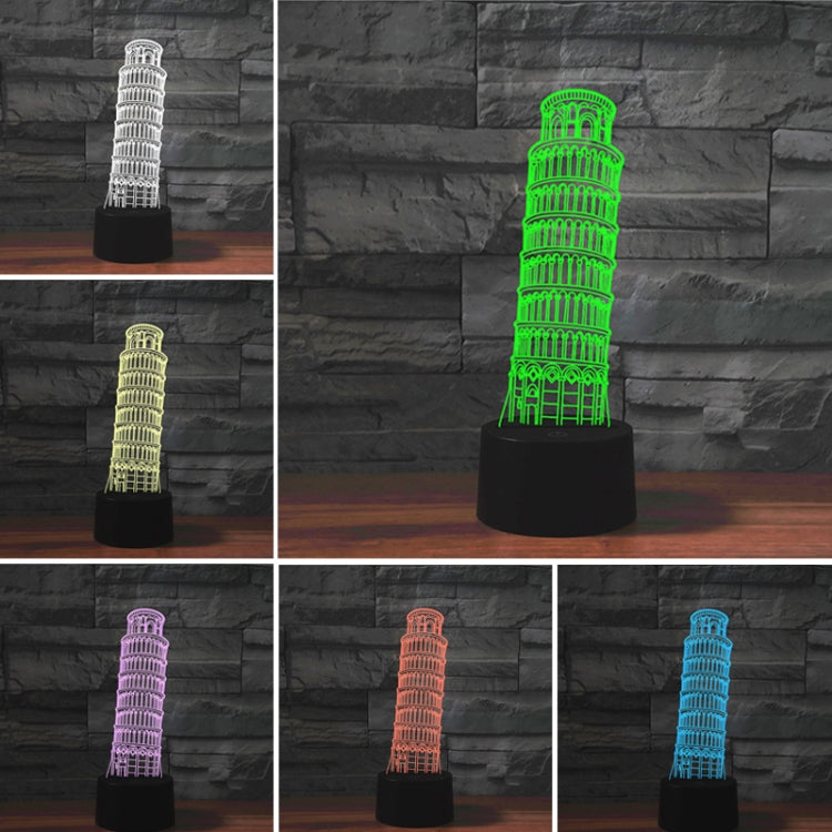 Paris Leaning Tower Shape 3D Colorful LED Vision Light Table Lamp, 16 Colors Remote Control Version - free shipping - PMC TechLife - Order now!