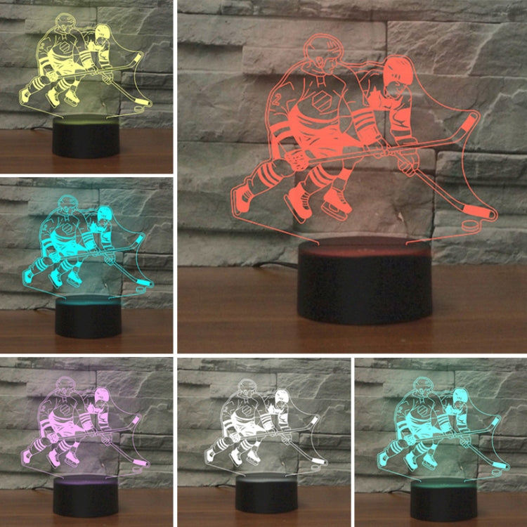 Playing Ice Hockey Shape 3D Colorful LED Vision Light Table Lamp, 16 Colors Remote Control Version - Novelty Lighting by PMC TechLife | Online Shopping South Africa | PMC TechLife | Buy Now Pay Later Mobicred