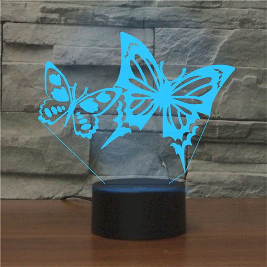 Two Butterflies Shape 3D Colorful LED Vision Light Table Lamp, 16 Colors Remote Control Version - Novelty Lighting by PMC Jewellery | Online Shopping South Africa | PMC Jewellery | Buy Now Pay Later Mobicred