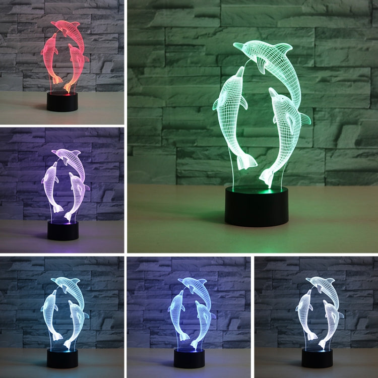 Three Dolphins Shape 3D Colorful LED Vision Light Table Lamp, Charging Touch Version - Novelty Lighting by PMC TechLife | Online Shopping South Africa | PMC TechLife | Buy Now Pay Later Mobicred
