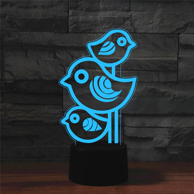 Three Birds Shape 3D Colorful LED Vision Light Table Lamp, USB Touch Version - Novelty Lighting by PMC TechLife | Online Shopping South Africa | PMC TechLife | Buy Now Pay Later Mobicred