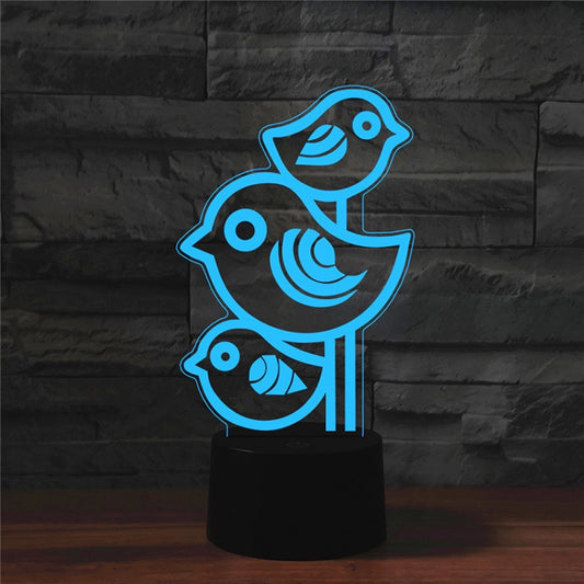 Three Birds Shape 3D Colorful LED Vision Light Table Lamp, Charging Touch Version - Novelty Lighting by PMC Jewellery | Online Shopping South Africa | PMC Jewellery | Buy Now Pay Later Mobicred