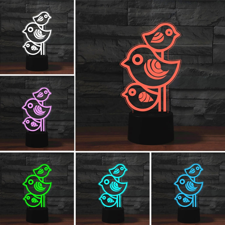 Three Birds Shape 3D Colorful LED Vision Light Table Lamp, Crack Touch Version - Novelty Lighting by PMC TechLife | Online Shopping South Africa | PMC TechLife | Buy Now Pay Later Mobicred