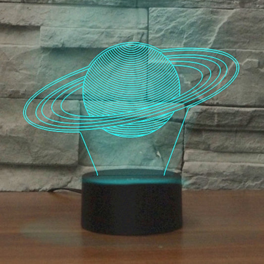 Saturn Shape 3D Colorful LED Vision Light Table Lamp, 16 Colors Remote Control Version - Novelty Lighting by PMC Jewellery | Online Shopping South Africa | PMC Jewellery | Buy Now Pay Later Mobicred