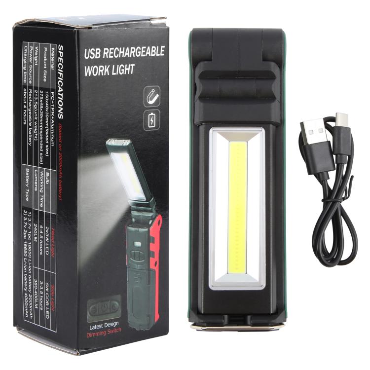ES106 IP44 Waterproof COB Work Light USB Rechargeable Emergency Flashlight - Camping Lighting by PMc TechLife | Online Shopping South Africa | PMc TechLife | Buy Now Pay Later Mobicred