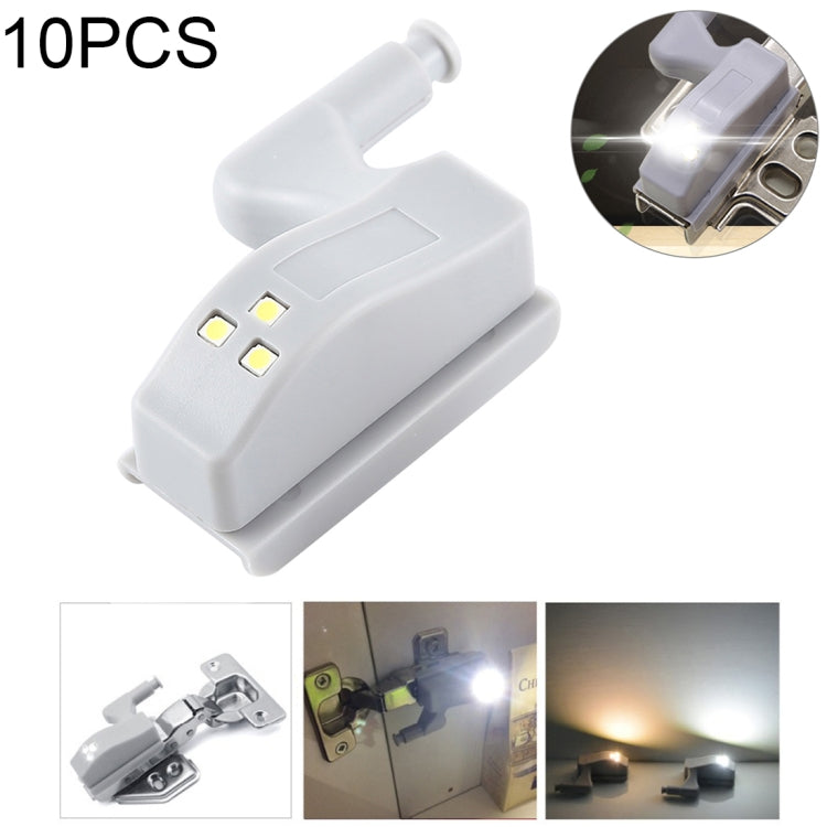 10 PCS 0.3W Universal Inner Hinge LED Sensor lamp Cupboard 3 LEDs Night light Auto ON/OFF Bulb(White Light) - Sensor LED Lights by PMC TechLife | Online Shopping South Africa | PMC TechLife | Buy Now Pay Later Mobicred