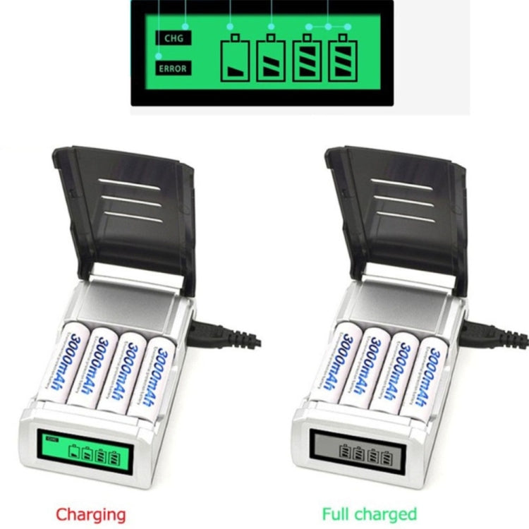 AC 100-240V 4 Slot Battery Charger for AA & AAA Battery, with LCD Display, EU Plug - free shipping - PMC Jewellery - Order now!