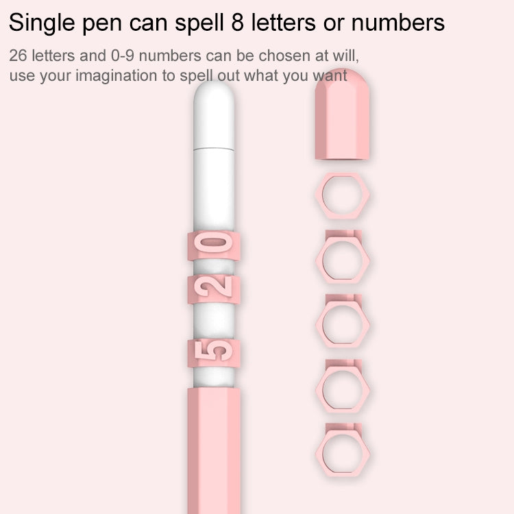 LOVE MEI For Apple Pencil 1 Number Letter Design Stylus Pen Silicone Protective Case Cover(Grey) - Pencil Accessories by LOVE MEI | Online Shopping South Africa | PMC Jewellery