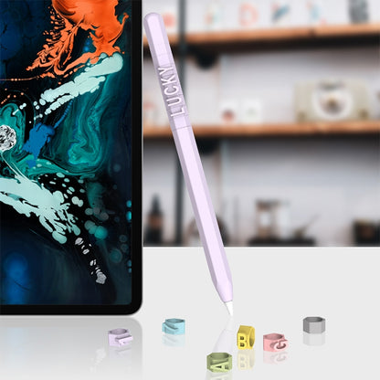 LOVE MEI For Apple Pencil 2 Number Letter Design Stylus Pen Silicone Protective Case Cover (Blue) - Pencil Accessories by LOVE MEI | Online Shopping South Africa | PMC Jewellery