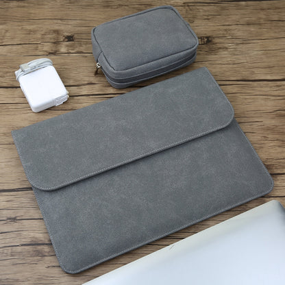 2 in 1 Horizontal Matte Leather Laptop Inner Bag + Power Bag for MacBook Air 11.6 inch A1465 (2012 - 2015) / A1370 (2010 - 2011)(Dark Gray) - Protective Bags by PMC Jewellery | Online Shopping South Africa | PMC Jewellery | Buy Now Pay Later Mobicred