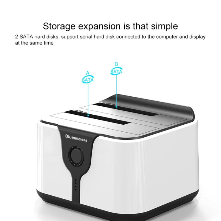 Blueendless 2.5 / 3.5 inch SATA USB 3.0 2 Bay Hard Drive Dock (UK Plug) - HDD Enclosure by Blueendless | Online Shopping South Africa | PMC Jewellery | Buy Now Pay Later Mobicred