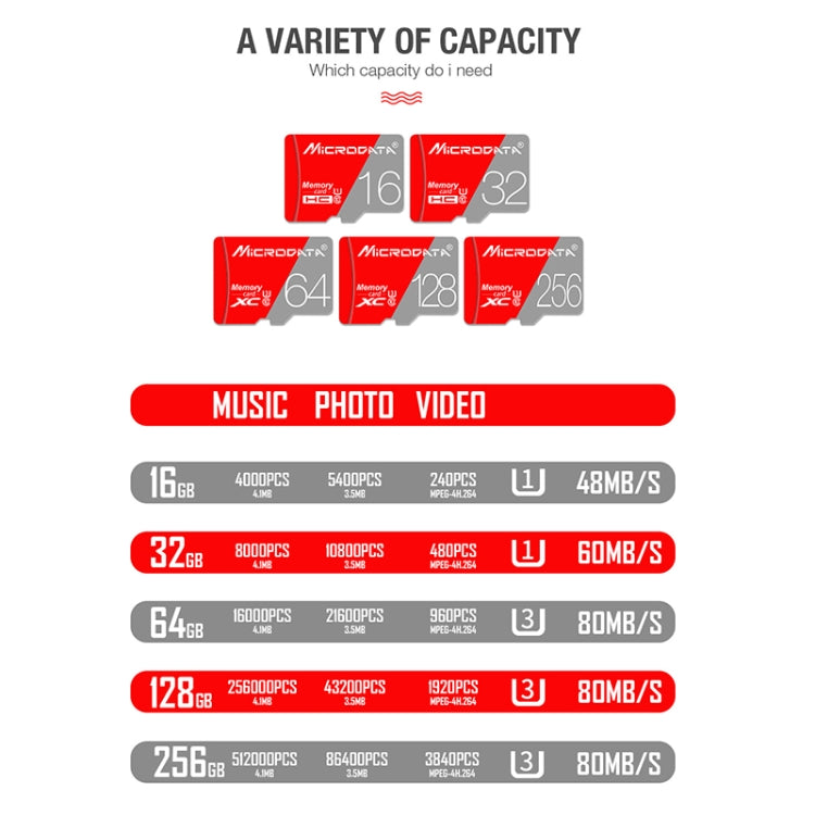 MICRODATA 256GB Class10 Red and Grey TF(Micro SD) Memory Card - Micro SD Card by MiCRODATA | Online Shopping South Africa | PMC Jewellery | Buy Now Pay Later Mobicred