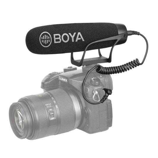 BOYA BY-BM2021 Shotgun Super-Cardioid Condenser Broadcast Microphone with Windshield for Canon / Nikon / Sony DSLR Cameras, Smartphones (Black) - Camera Microphone by BOYA | Online Shopping South Africa | PMC Jewellery | Buy Now Pay Later Mobicred