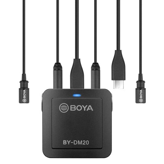 BOYA BY-DM20 Dual-Channel Recording Lavalier Microphone for iPhone / Android(Type-C) / Laptop(Black) - Camera Microphone by BOYA | Online Shopping South Africa | PMC Jewellery | Buy Now Pay Later Mobicred