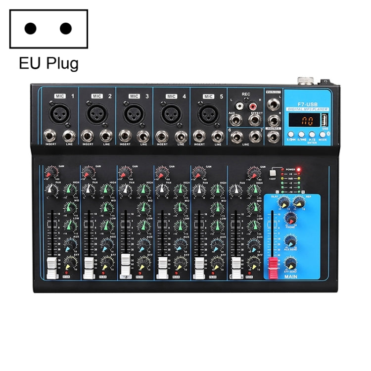 F7 Home 7-channel Bluetooth USB Reverb Mixer, EU Plug(Black) - free shipping - PMC Jewellery - Order now!
