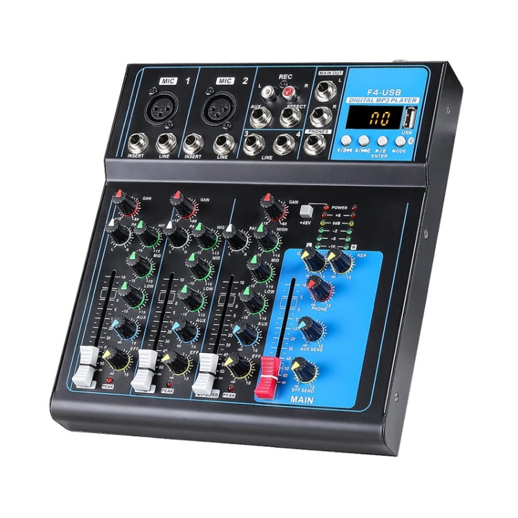 F4 Home 4-channel Bluetooth USB Reverb Mixer, EU Plug (Black) - Live Sound Effects Processors by PMC Jewellery | Online Shopping South Africa | PMC Jewellery | Buy Now Pay Later Mobicred