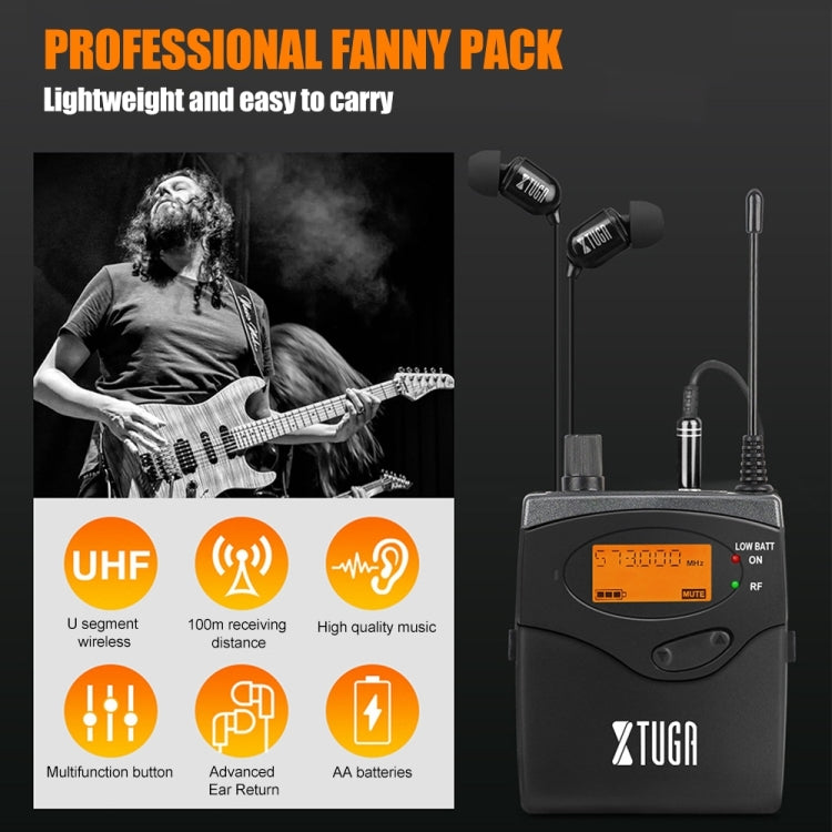 XTUGA RW2080 902-928MHz UHF Wireless Stage Singer In-Ear Monitor System Single BodyPack Receiver (Black) - Camera Microphone by XTUGA | Online Shopping South Africa | PMC Jewellery | Buy Now Pay Later Mobicred