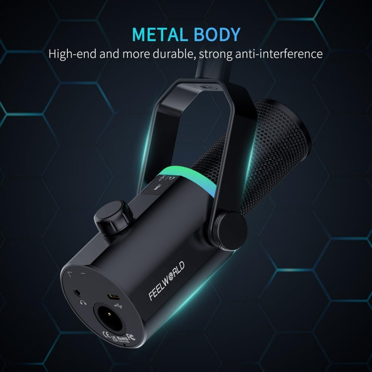 FEELWORLD PM1 XLR/USB Dynamic Microphone for Podcasting Recording Gaming Live Streaming (Black) - Microphone by FEELWORLD | Online Shopping South Africa | PMC TechLife | Buy Now Pay Later Mobicred
