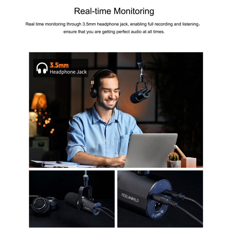 FEELWORLD PM1 XLR/USB Dynamic Microphone for Podcasting Recording Gaming Live Streaming (Black) - Microphone by FEELWORLD | Online Shopping South Africa | PMC TechLife | Buy Now Pay Later Mobicred