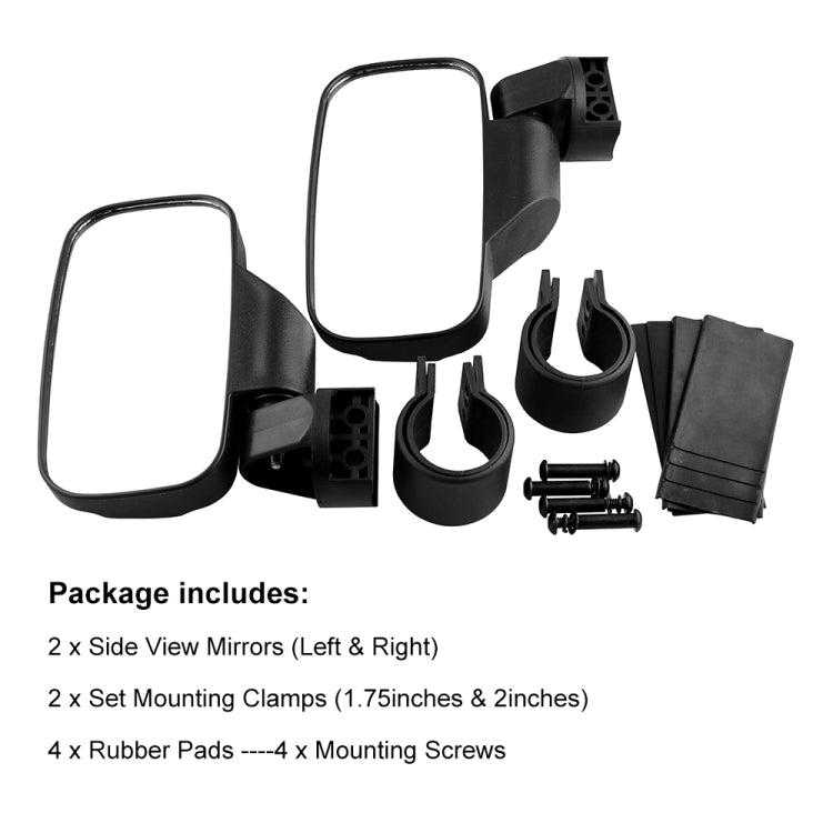 MB-MR016-BK 2 PCS Motorcycle UTV Modified Side View Mirrors for UTV with 1.75 inch and 2 inch Roll Cage(Black) - Side Mirrors by PMC TechLife | Online Shopping South Africa | PMC TechLife | Buy Now Pay Later Mobicred