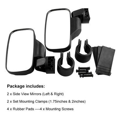 MB-MR016-BK 2 PCS Motorcycle UTV Modified Side View Mirrors for UTV with 1.75 inch and 2 inch Roll Cage(Black) - Side Mirrors by PMC Jewellery | Online Shopping South Africa | PMC Jewellery | Buy Now Pay Later Mobicred