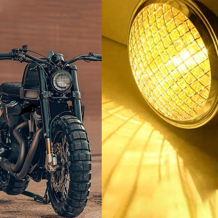 Motorcycle Silver Shell Harley Headlight Retro Lamp LED Light Modification Accessories (Yellow) - Headlights by PMC Jewellery | Online Shopping South Africa | PMC Jewellery | Buy Now Pay Later Mobicred