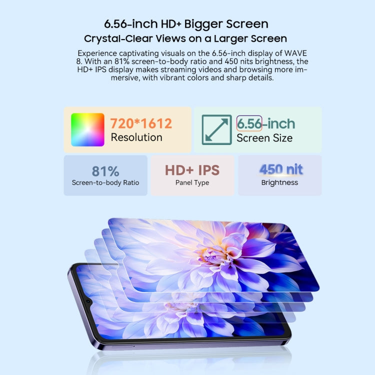 Blackview WAVE 8, 4GB+128GB, 6.56 inch Android 14 Unisoc T606 Octa Core, Network: 4G, OTG (Purple) - Blackview by Blackview | Online Shopping South Africa | PMC Jewellery | Buy Now Pay Later Mobicred