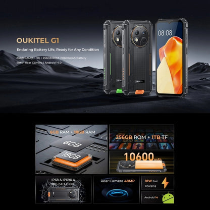 [HK Warehouse] Oukitel G1 Rugged Phone, 6GB+256GB, Fingerprint Identification, 6.52 inch Android 14 T606 Octa Core, NFC, OTG, Network: 4G (Green) - Other by OUKITEL | Online Shopping South Africa | PMC Jewellery | Buy Now Pay Later Mobicred