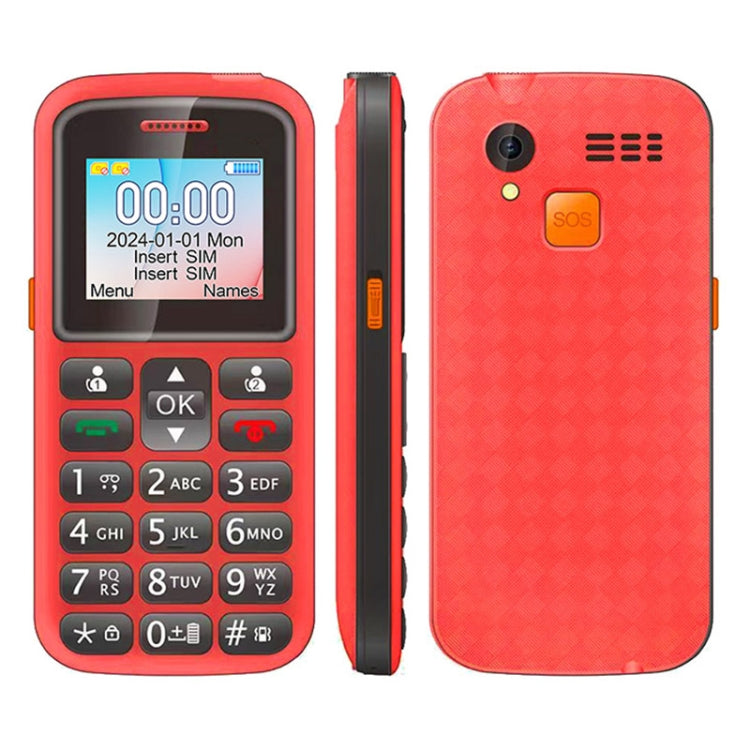 UNIWA M220 Elder Mobile Phone, 1.77 inch, 800mAh Battery, Network: 2G, SOS, LED Flashlight, FM, UK Plug (Red) - UNIWA by UNIWA | Online Shopping South Africa | PMC Jewellery | Buy Now Pay Later Mobicred