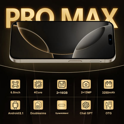 i16 Pro Max / Q5, 2GB+16GB, 6.5 inch Screen, Face Identification, Android 8.1 MTK6580P Quad Core, Network: 3G, Dual SIM, US Plug (Blue) -  by PMC Jewellery | Online Shopping South Africa | PMC Jewellery | Buy Now Pay Later Mobicred