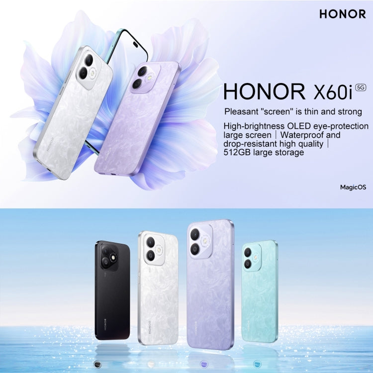 Honor X60i,  12GB+256GB, Screen Fingerprint, 6.7 inch MagicOS 8.0 Dimensity 6080 Octa Core, Network: 5G, OTG, Not Support Google Play (Purple) - Honor by Huawei | Online Shopping South Africa | PMC Jewellery | Buy Now Pay Later Mobicred