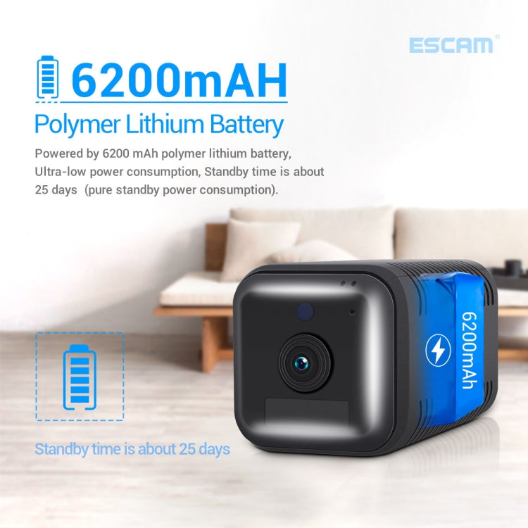 ESCAM G20 4G EU Version 1080P Full HD Rechargeable Battery WiFi IP Camera, Support Night Vision / PIR Motion Detection / TF Card / Two Way Audio(Black) - Wireless Camera by ESCAM | Online Shopping South Africa | PMC Jewellery