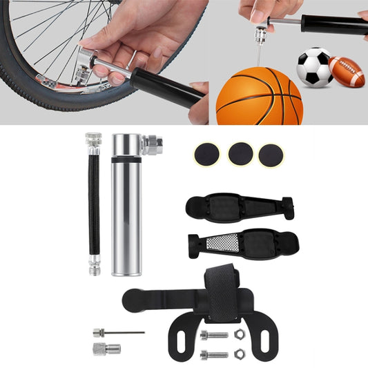 Manual Mini Portable Bicycle Aluminum Alloy Pump + Plastic glue-free tire patch + Tire lever (Silver) - Bicycle Locks & Bicycle Pumps by PMC Jewellery | Online Shopping South Africa | PMC Jewellery | Buy Now Pay Later Mobicred