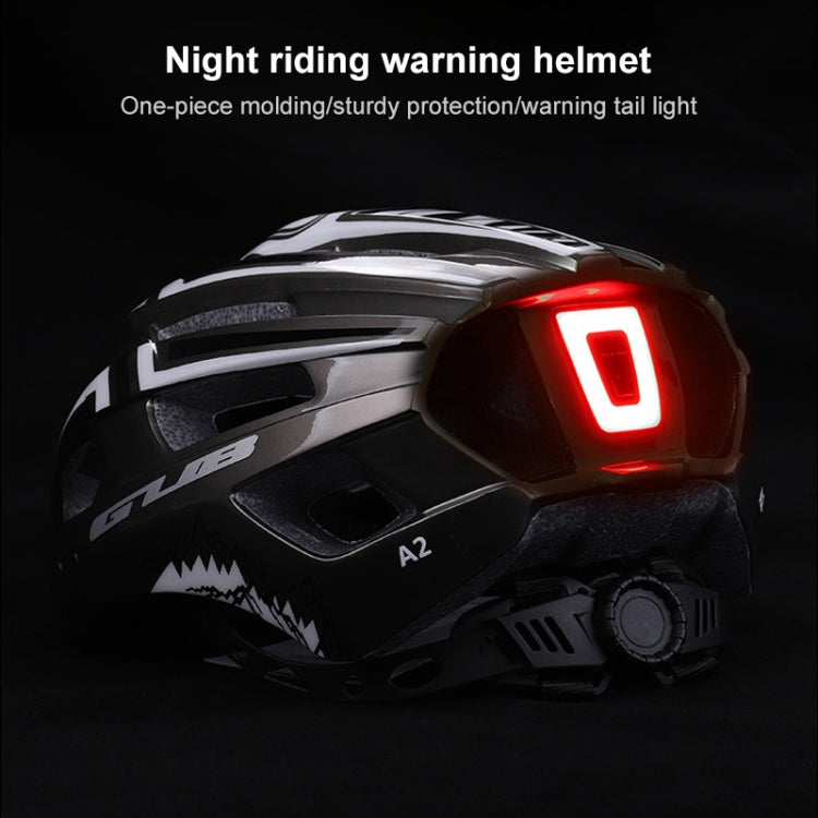 GUB A2 Unisex Bicycle Helmet With Tail Light(Grey White) - Protective Helmet & Masks by GUB | Online Shopping South Africa | PMC Jewellery | Buy Now Pay Later Mobicred