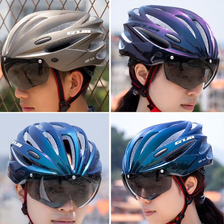 GUB K80 Plus Bike Helmet With Visor And Goggles(Titanium Color) - Protective Helmet & Masks by GUB | Online Shopping South Africa | PMC TechLife | Buy Now Pay Later Mobicred