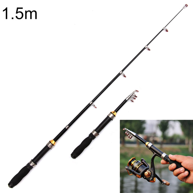 32cm Portable Telescopic Sea Fishing Rod Mini Fishing Pole, Extended Length : 1.5m, Black Tube-type Reel Seat - Fishing Rods & Accessories by PMC TechLife | Online Shopping South Africa | PMC TechLife | Buy Now Pay Later Mobicred