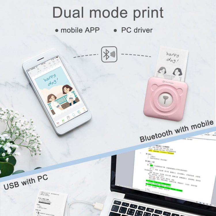 Peripage A6 Portable Inkless Pocket Thermal Bluetooth Printer(White) - Printer by PMC TechLife | Online Shopping South Africa | PMC TechLife | Buy Now Pay Later Mobicred
