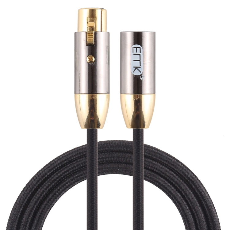 EMK XLR Male to Female Gold-plated Plug Cotton Braided Cannon Audio Cable for XLR Jack Devices, Length: 1m(Black) - Microphone Audio Cable & Connector by EMK | Online Shopping South Africa | PMC Jewellery | Buy Now Pay Later Mobicred