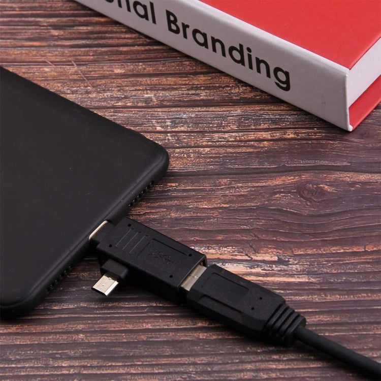USB-C / Type-C Male + Micro USB Male to USB 3.0 Female Adapter(Black) - USB Adapter by PMC Jewellery | Online Shopping South Africa | PMC Jewellery