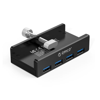 ORICO MH4PU Aluminum Alloy 4 Ports USB 3.0 Clip-type HUB with 1m USB Cable, Clip Width Range: 10-32mm(Black) - USB 3.0 HUB by ORICO | Online Shopping South Africa | PMC Jewellery | Buy Now Pay Later Mobicred