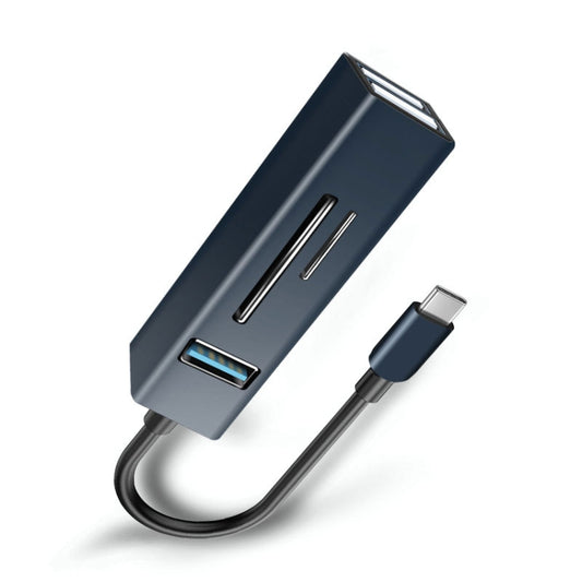 15102 5 in 1 USB-C / Type-C to USB3.0 + SD / TF Card Reader HUB Adapter (Blue) - USB HUB by PMC Jewellery | Online Shopping South Africa | PMC Jewellery | Buy Now Pay Later Mobicred