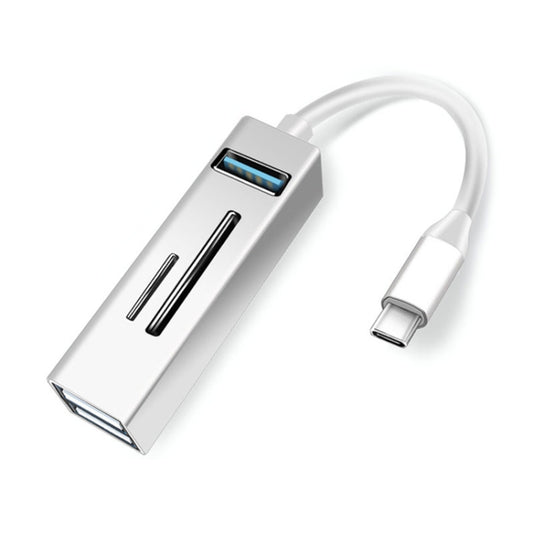 15102 5 in 1 USB-C / Type-C to USB3.0 + SD / TF Card Reader HUB Adapter (Silver) - USB HUB by PMC Jewellery | Online Shopping South Africa | PMC Jewellery | Buy Now Pay Later Mobicred