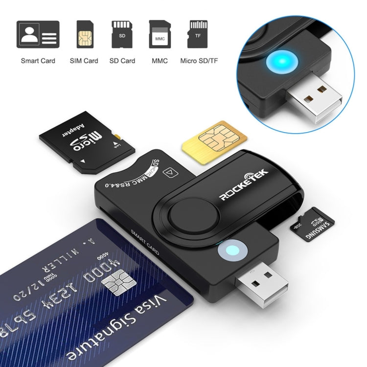 ROCKETEK CR310 USB 2.0 + TF Card + SD Card + SIM Card + Smart Card Multi-function Card Reader -  by ROCKETEK | Online Shopping South Africa | PMC Jewellery | Buy Now Pay Later Mobicred